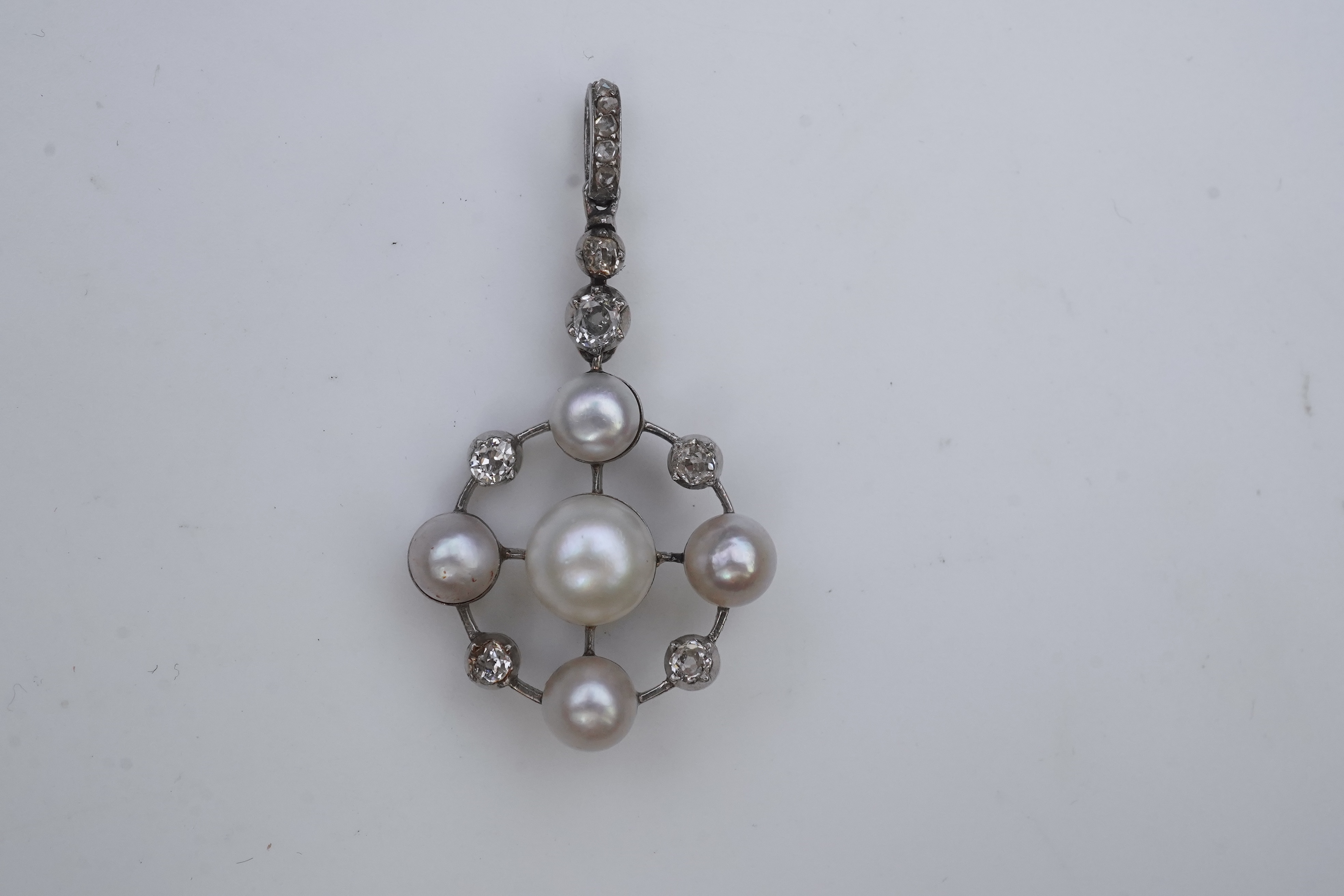 A pearl and diamond pendant, early 20th century